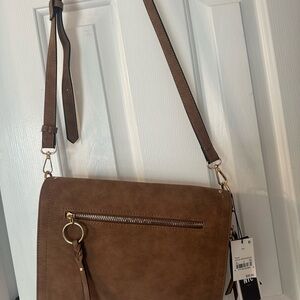 Elegant Brown Crossbody Bag with Gold Details